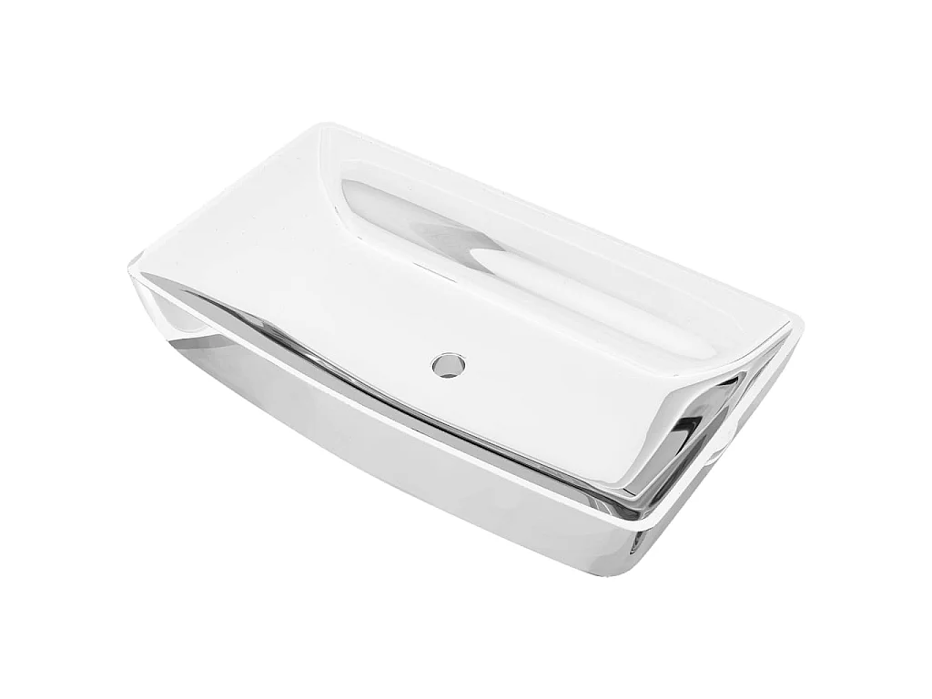 Lavatório 71x38x13,5 cm cerâmica prateado PT307863