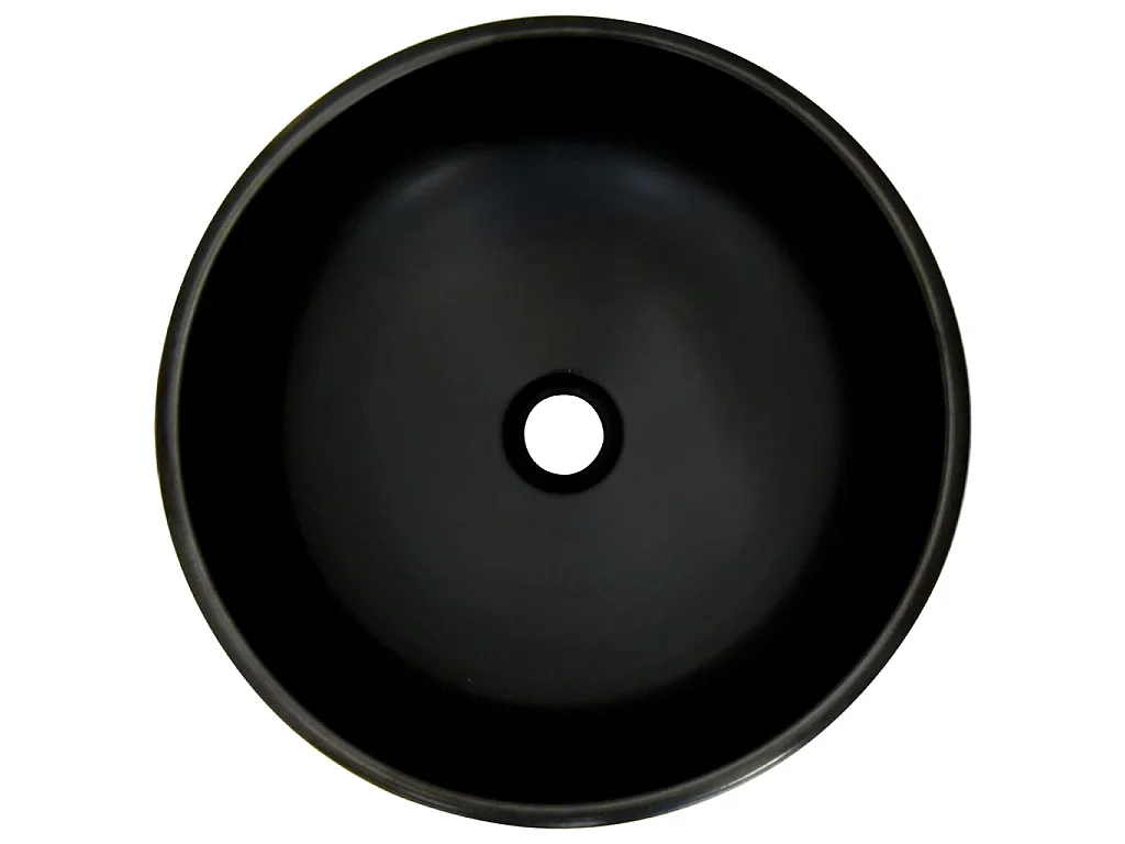 Lavatório de bancada redondo Φ41x14 cm cerâmica preto e azul PT257050