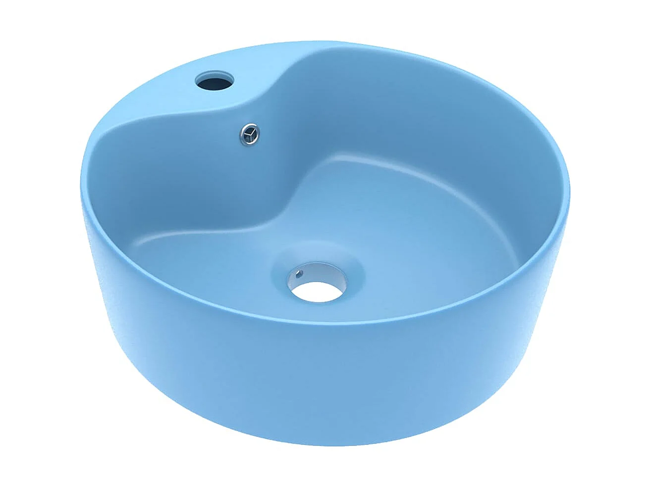 Vasque de luxe avec trop-plein Bleu clair mat 36x13cm Céramique WVGQ8530