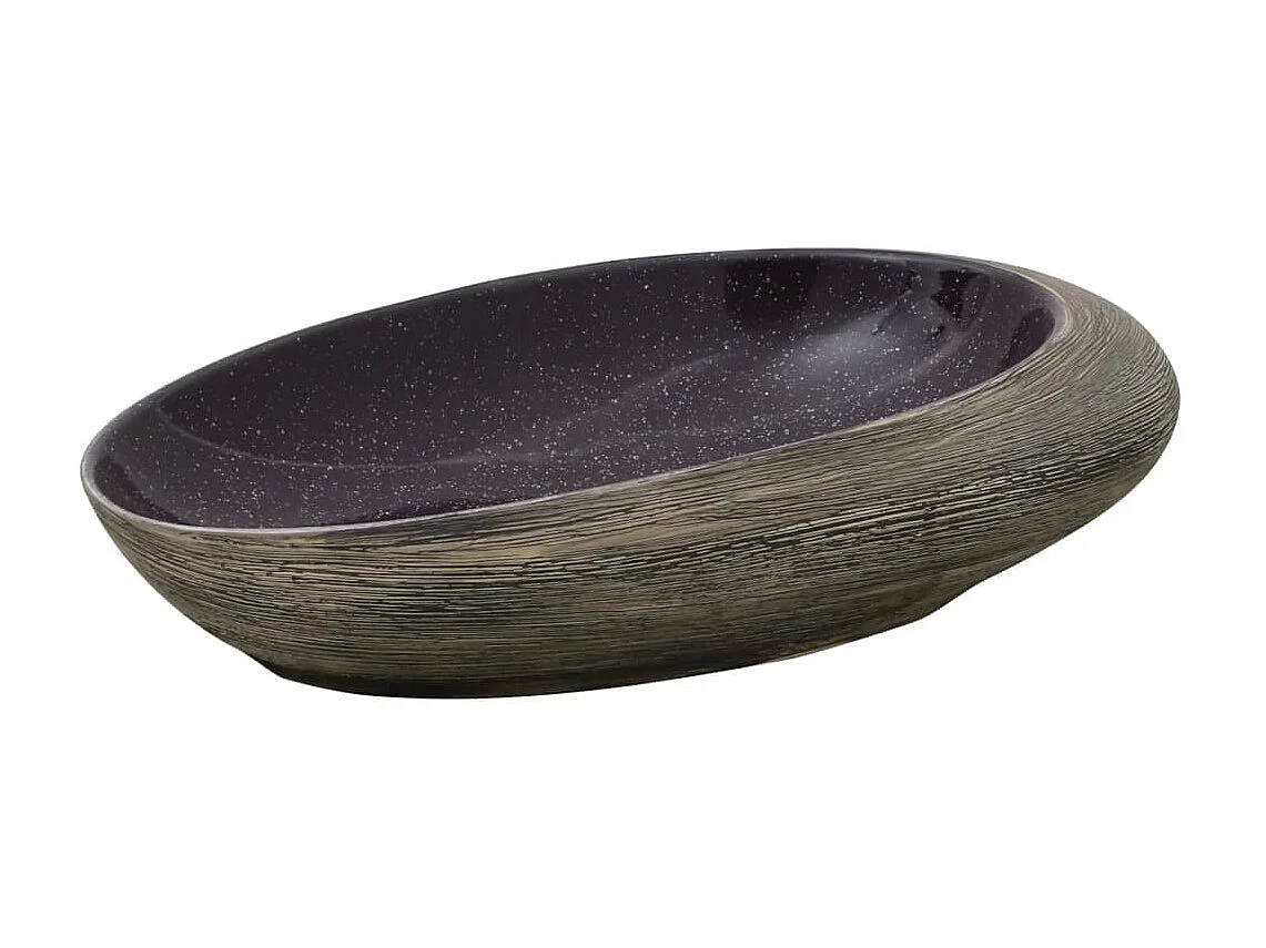 Lavatório de bancada oval 59x40x14 cm cerâmica roxo e cinza PT150122