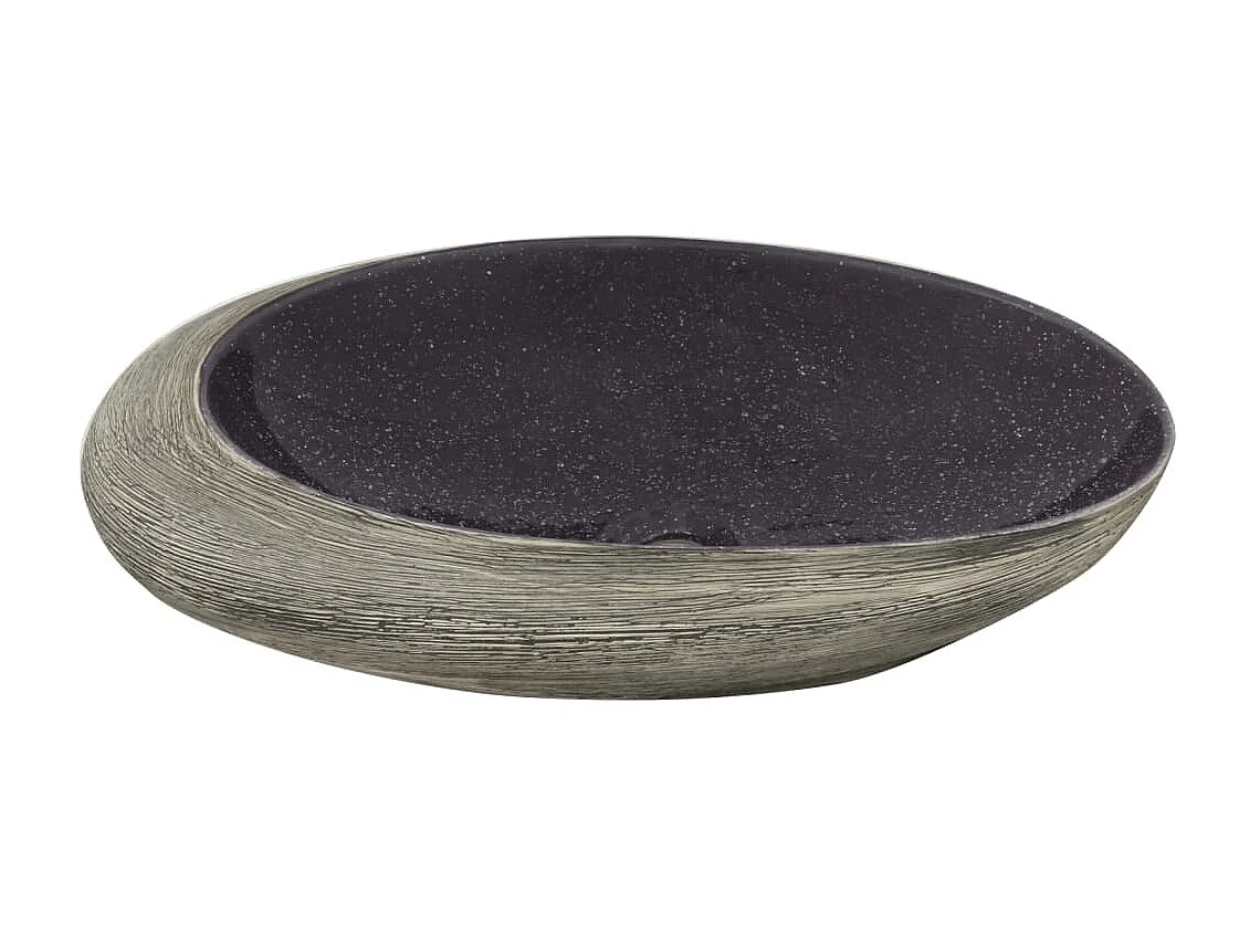 Lavatório de bancada oval 59x40x14 cm cerâmica roxo e cinza PT150122