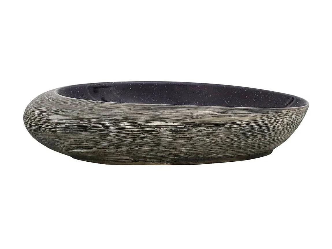 Lavatório de bancada oval 59x40x14 cm cerâmica roxo e cinza PT150122