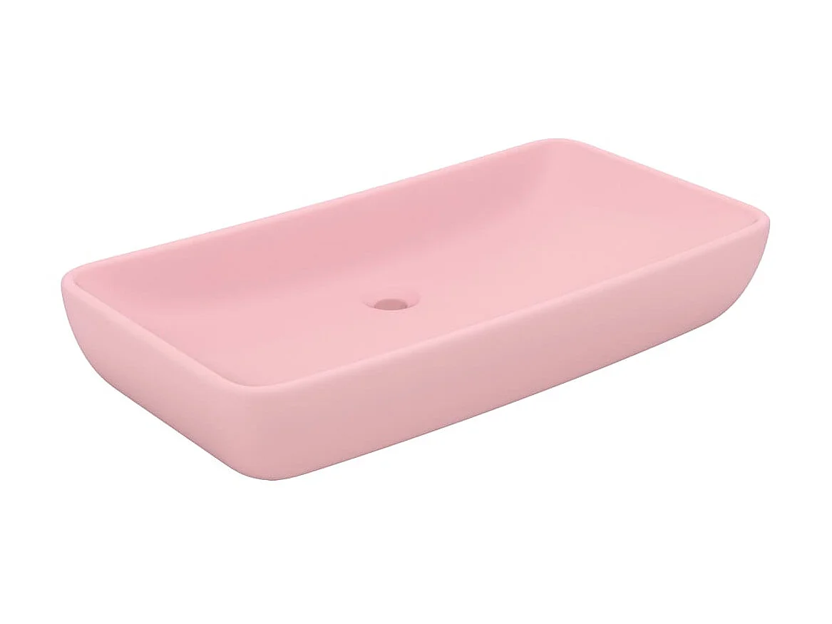 Lavabo de lujo rectangular de cerámica rosa mate 71x38 cm ES66452