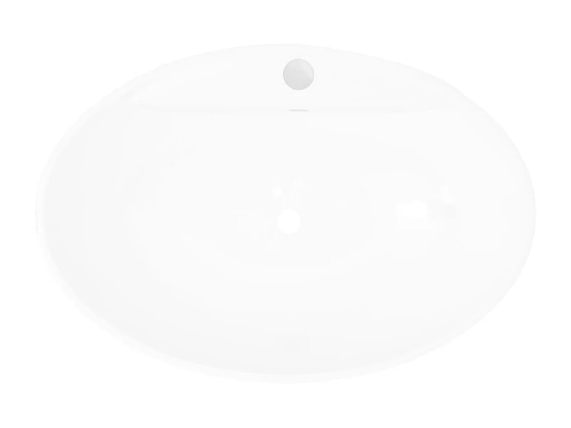 Lavatório cerâmico oval branco com buraco para torneira PT886248