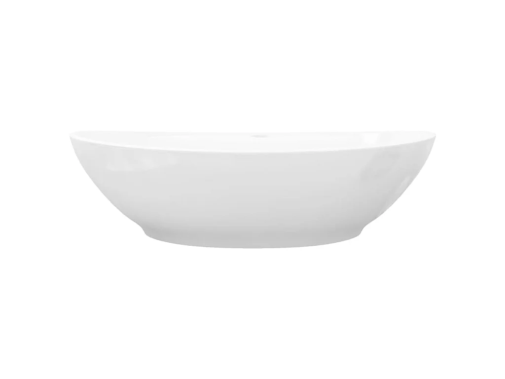 Lavatório cerâmico oval branco com buraco para torneira PT886248