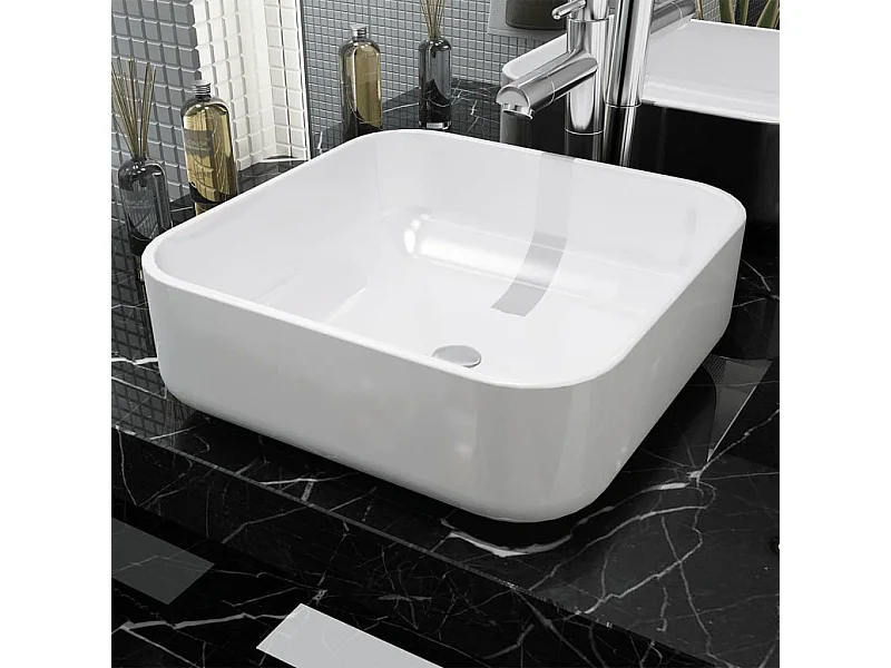 Lavatório quadrado branco cerâmica 39x39x13,5 cm PT707144