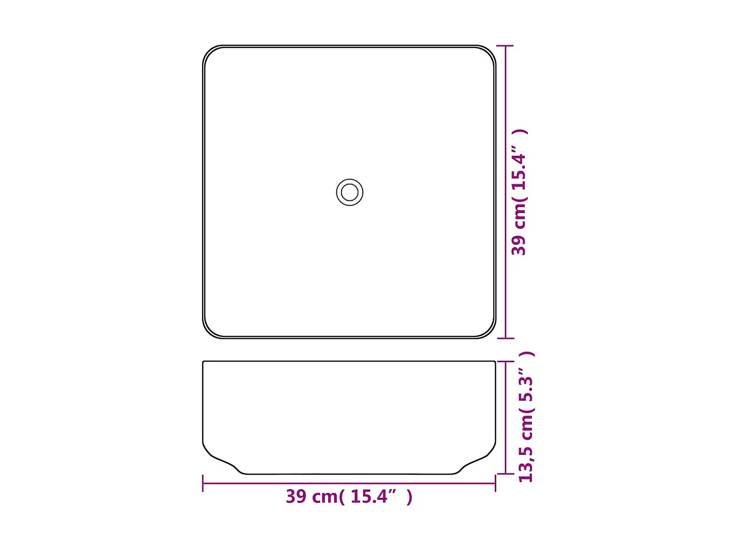 Lavatório quadrado branco cerâmica 39x39x13,5 cm PT707144