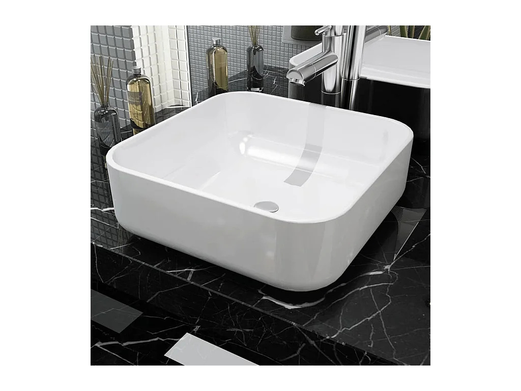 Vasque carré Céramique Blanc 39x39x13,5 cm WVGQ9398