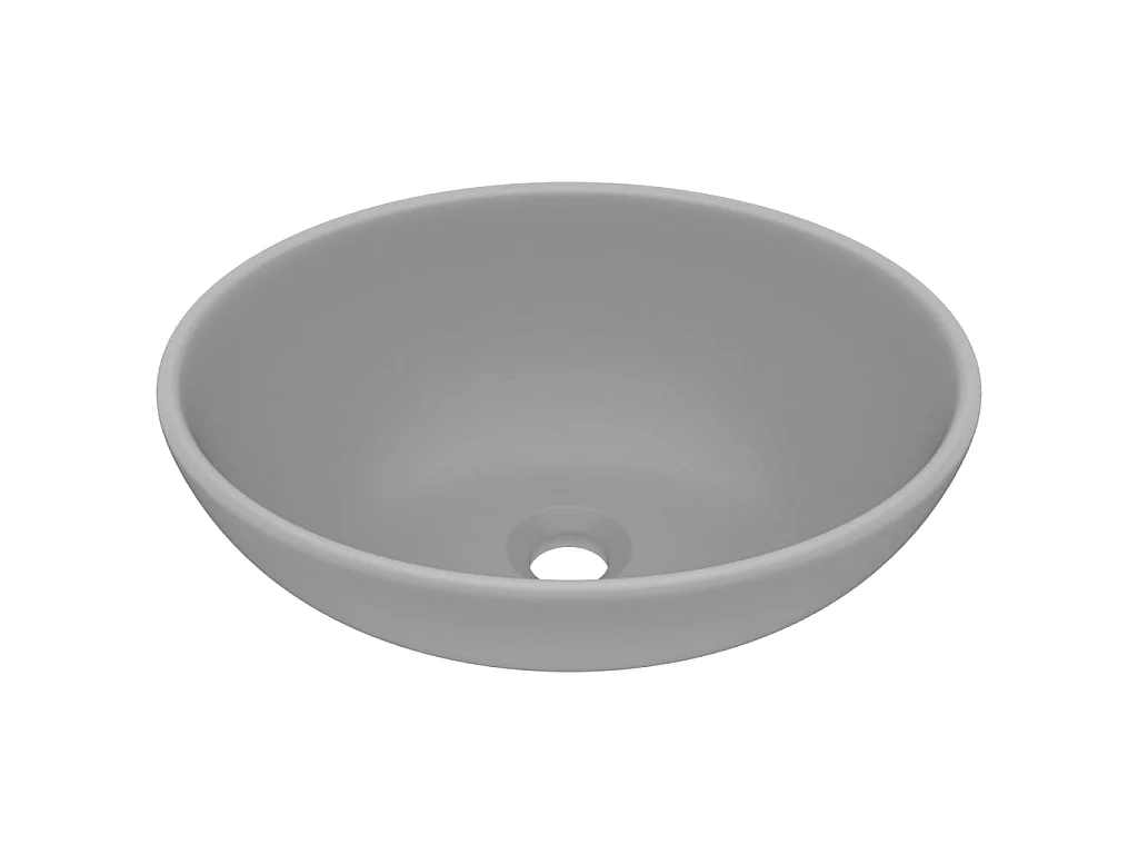 Vasque ovale de luxe Gris clair mat 40x33 cm Céramique WVGQ5036