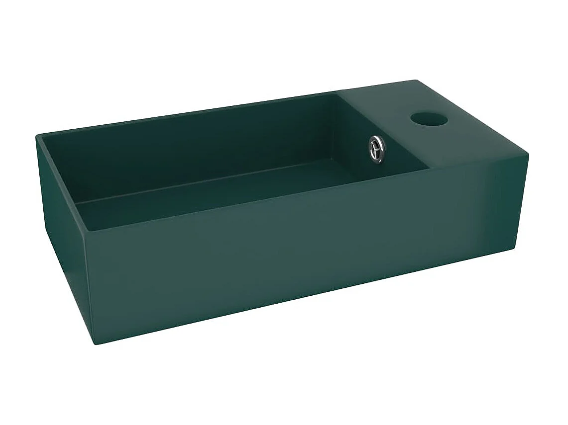 Lavabo con rebosadero cerámica verde oscuro ES66542