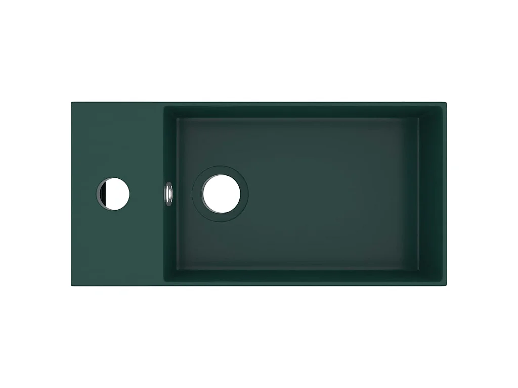 Vasque de salle de bain avec trop-plein Céramique Vert foncé WVGQ8015