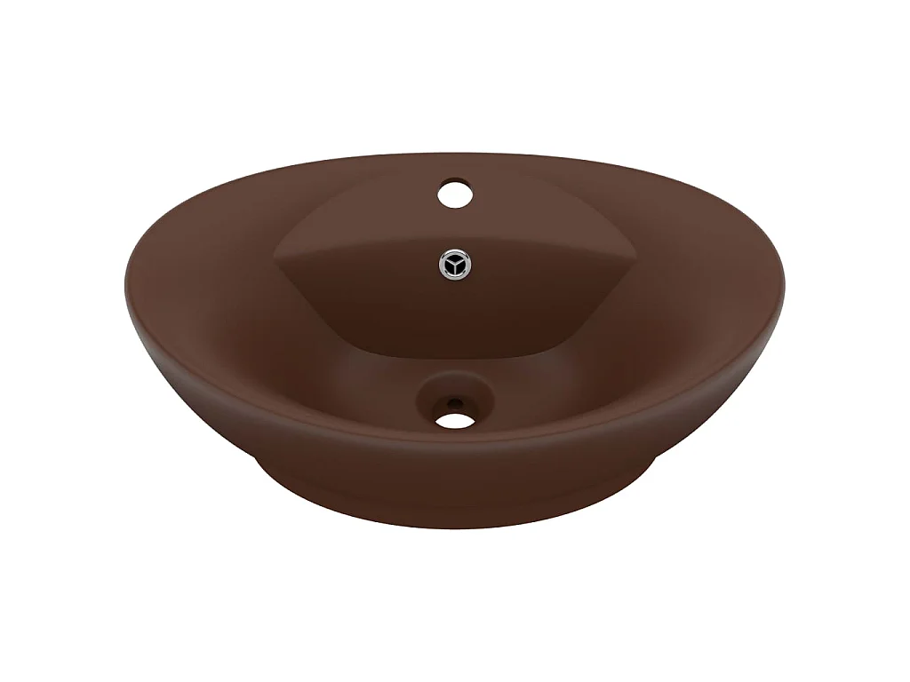 Vasque ovale à trop-plein Marron foncé mat 58,5x39 cm Céramique WVGQ5190