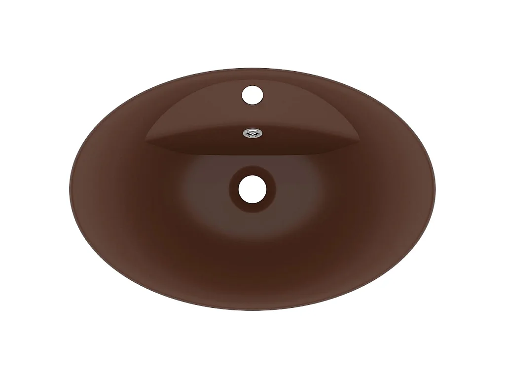 Vasque ovale à trop-plein Marron foncé mat 58,5x39 cm Céramique WVGQ5190