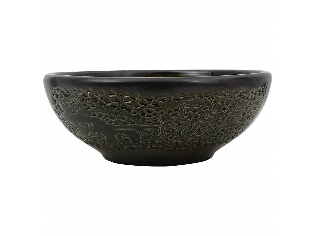 Opzetwasbak rond Φ41x14 cm keramiek zwart BE333022