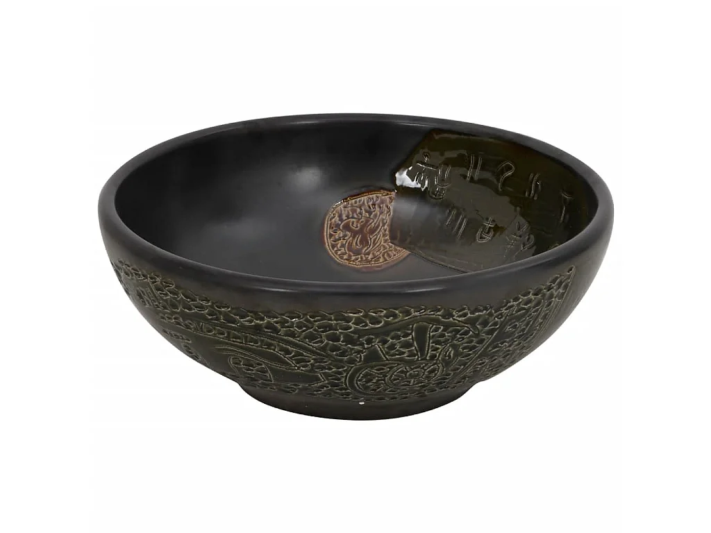 Opzetwasbak rond Φ41x14 cm keramiek zwart BE333022