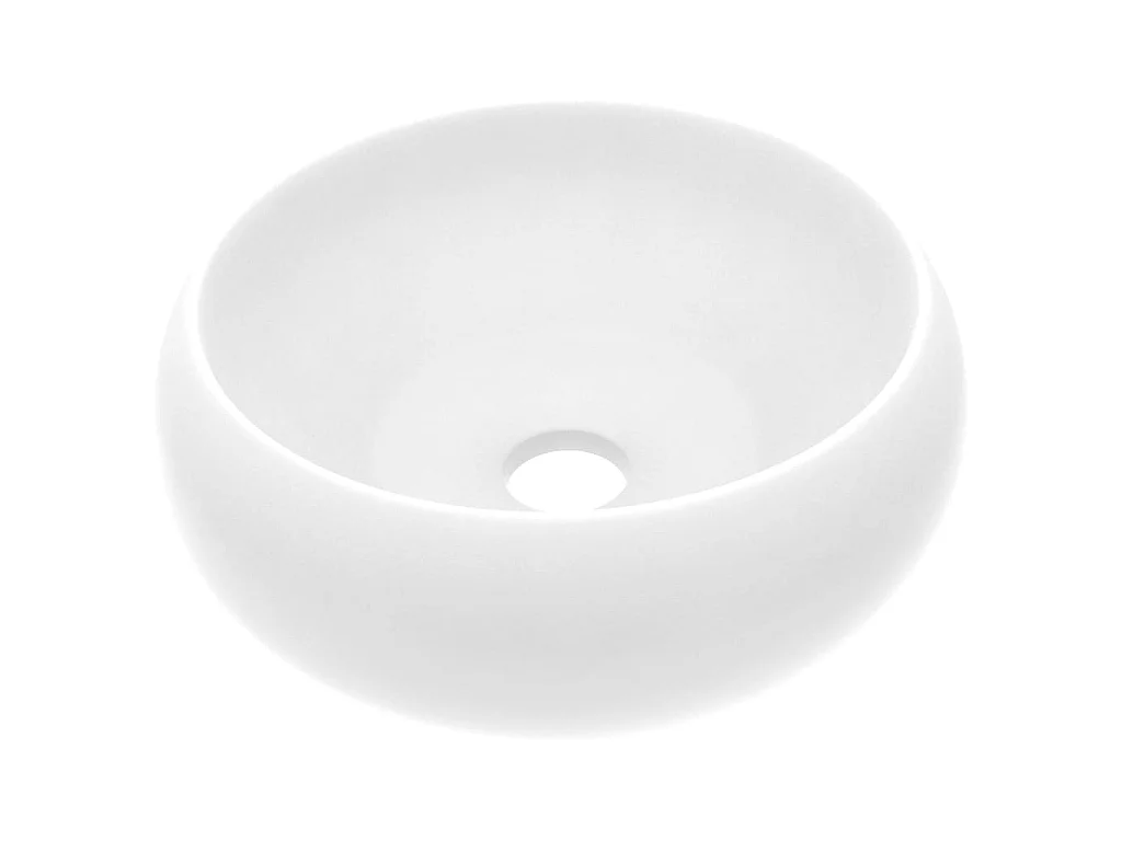 Lavatório luxuoso redondo 40x15 cm cerâmica branco mate PT998111