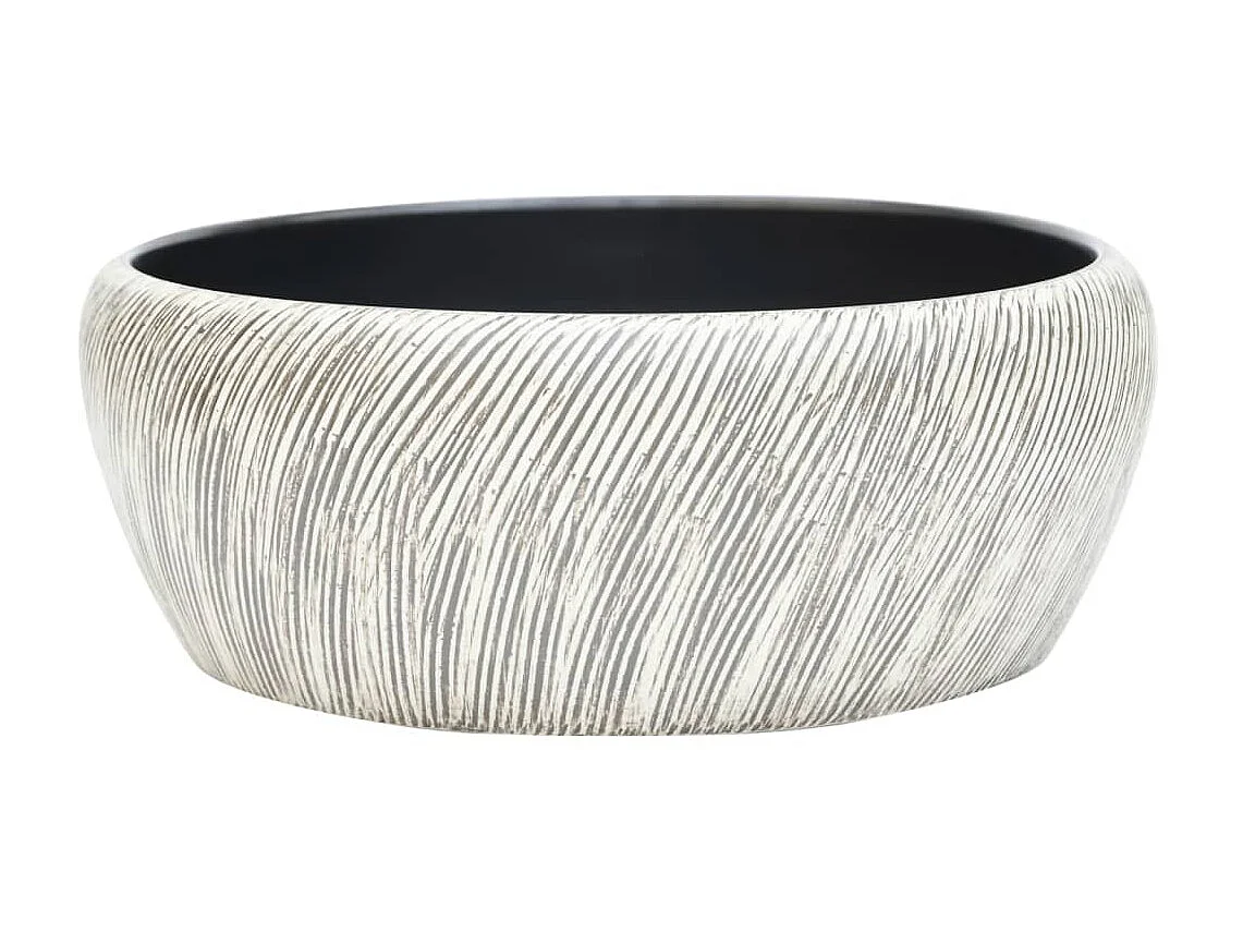 Lavabo sobre encimera redondo cerámica negro y gris Φ41x14 cm ES800397