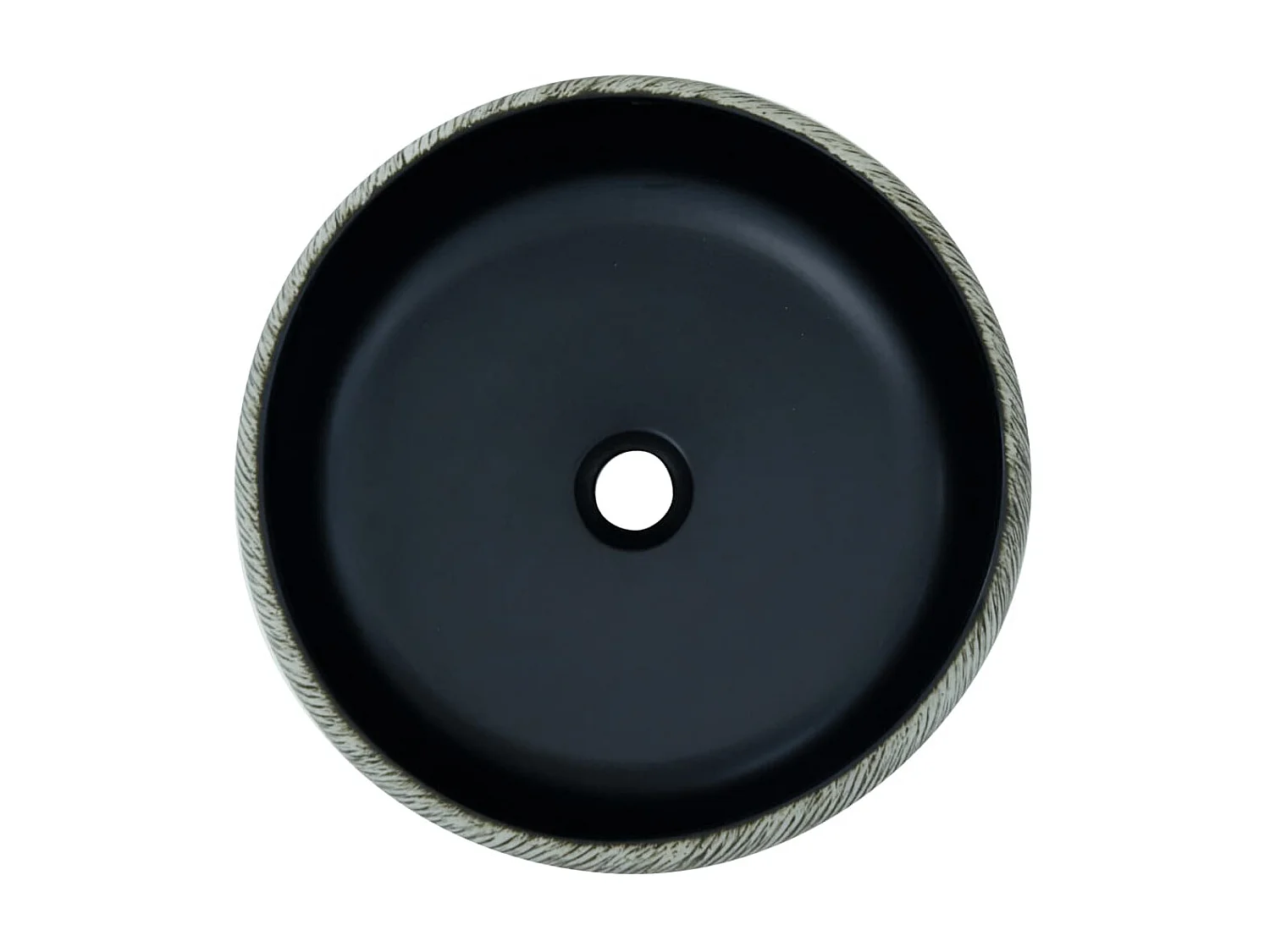 Lavabo sobre encimera redondo cerámica negro y gris Φ41x14 cm ES800397
