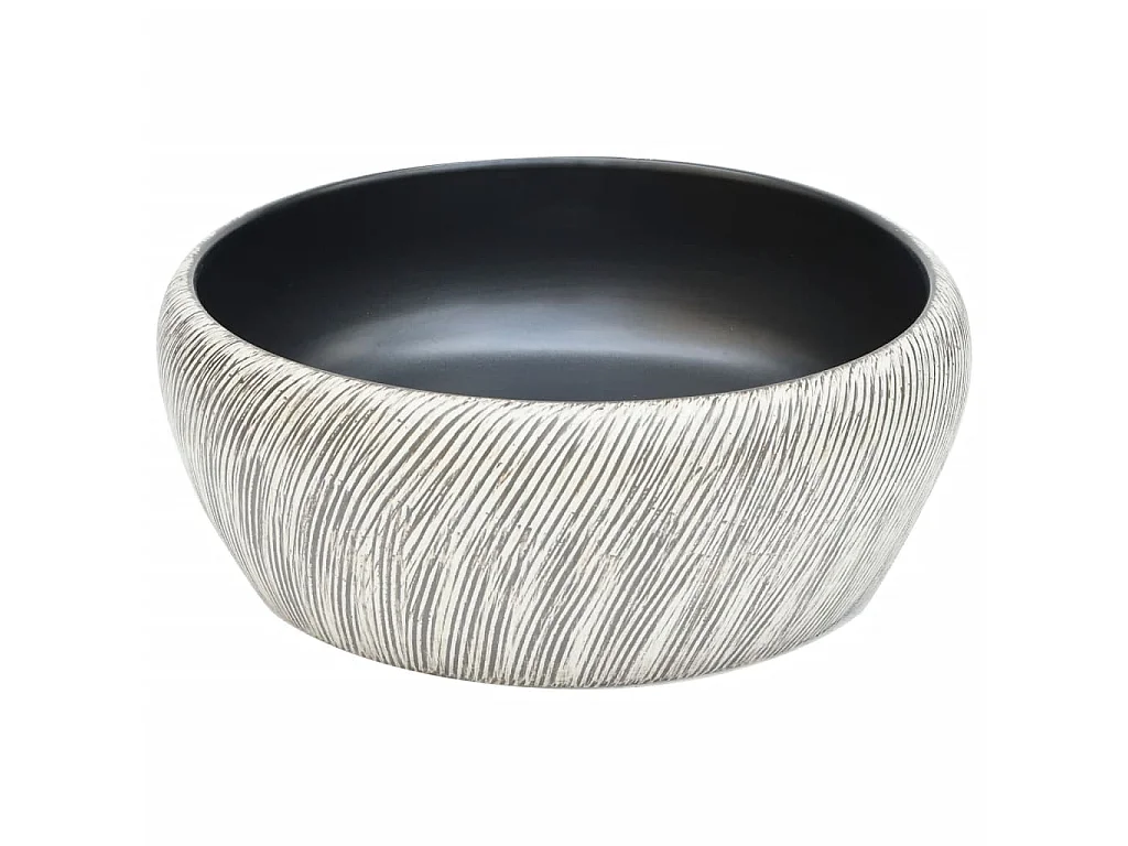 Vasque à poser noir et gris rond Φ41x14 cm céramique WVGQ6077