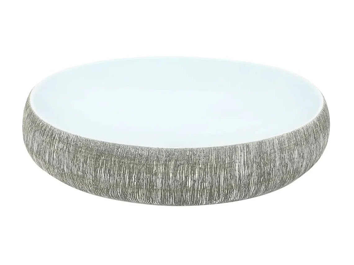 Lavabo sobre encimera ovalado cerámica gris y azul 59x40x15 cm ES66365