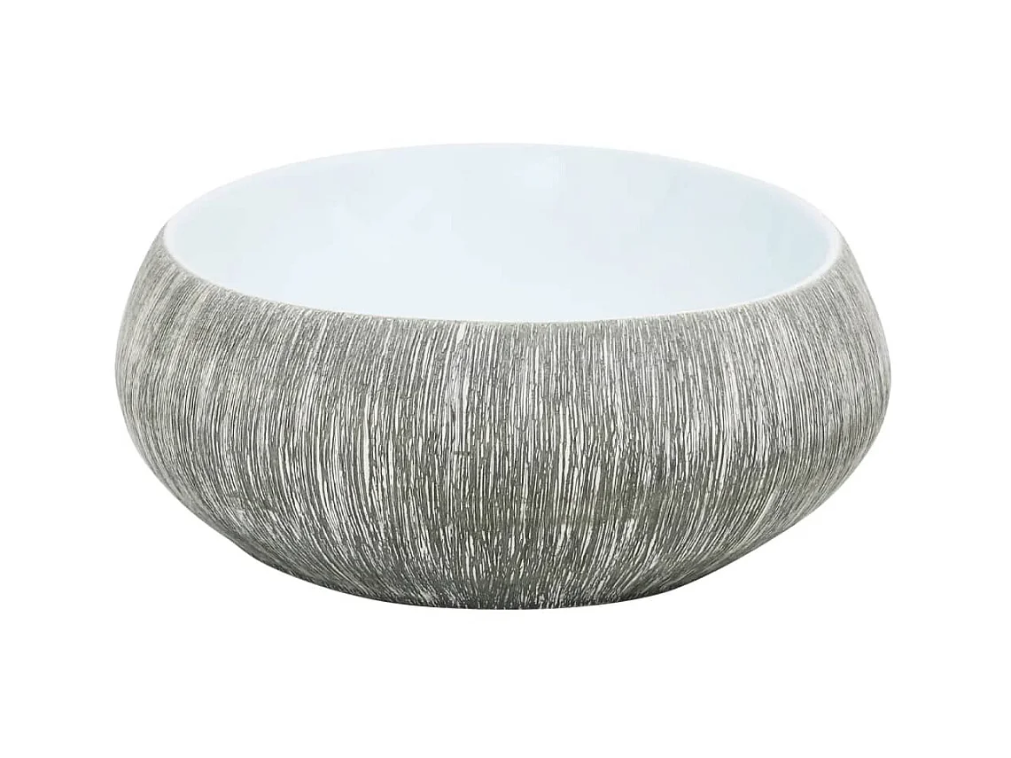 Lavabo sobre encimera ovalado cerámica gris y azul 59x40x15 cm ES66365
