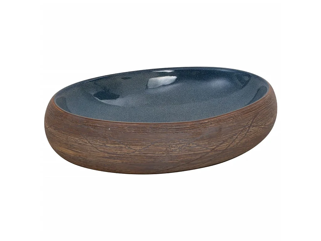 Vasque à poser marron et bleu ovale 59x40x15 cm céramique WVGQ9168