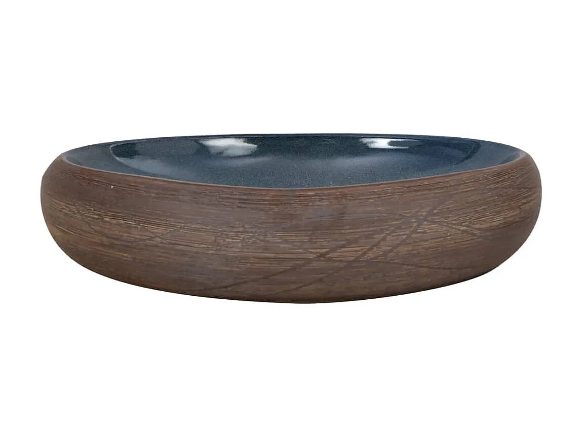 Vasque à poser marron et bleu ovale 59x40x15 cm céramique WVGQ9168