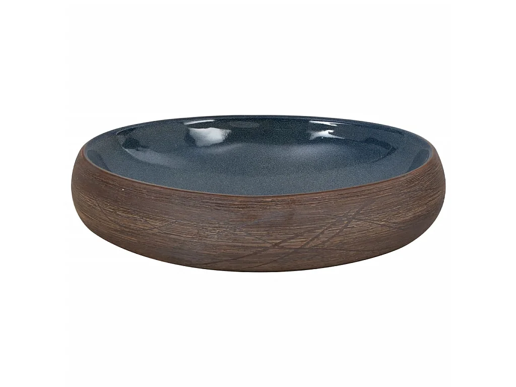 Vasque à poser marron et bleu ovale 59x40x15 cm céramique WVGQ9168