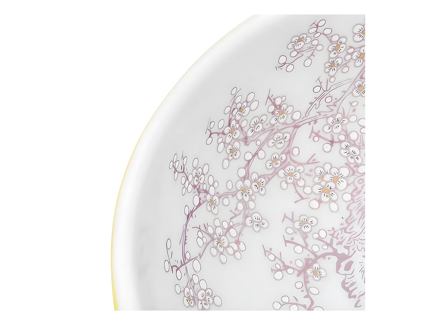 Lavabo sobre encimera redondo cerámica blanco amarillo Φ41x14cm ES576736