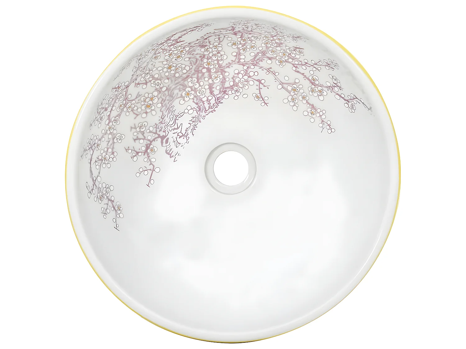 Vasque à poser blanc et jaune rond Φ41x14 cm céramique WVGQ6948