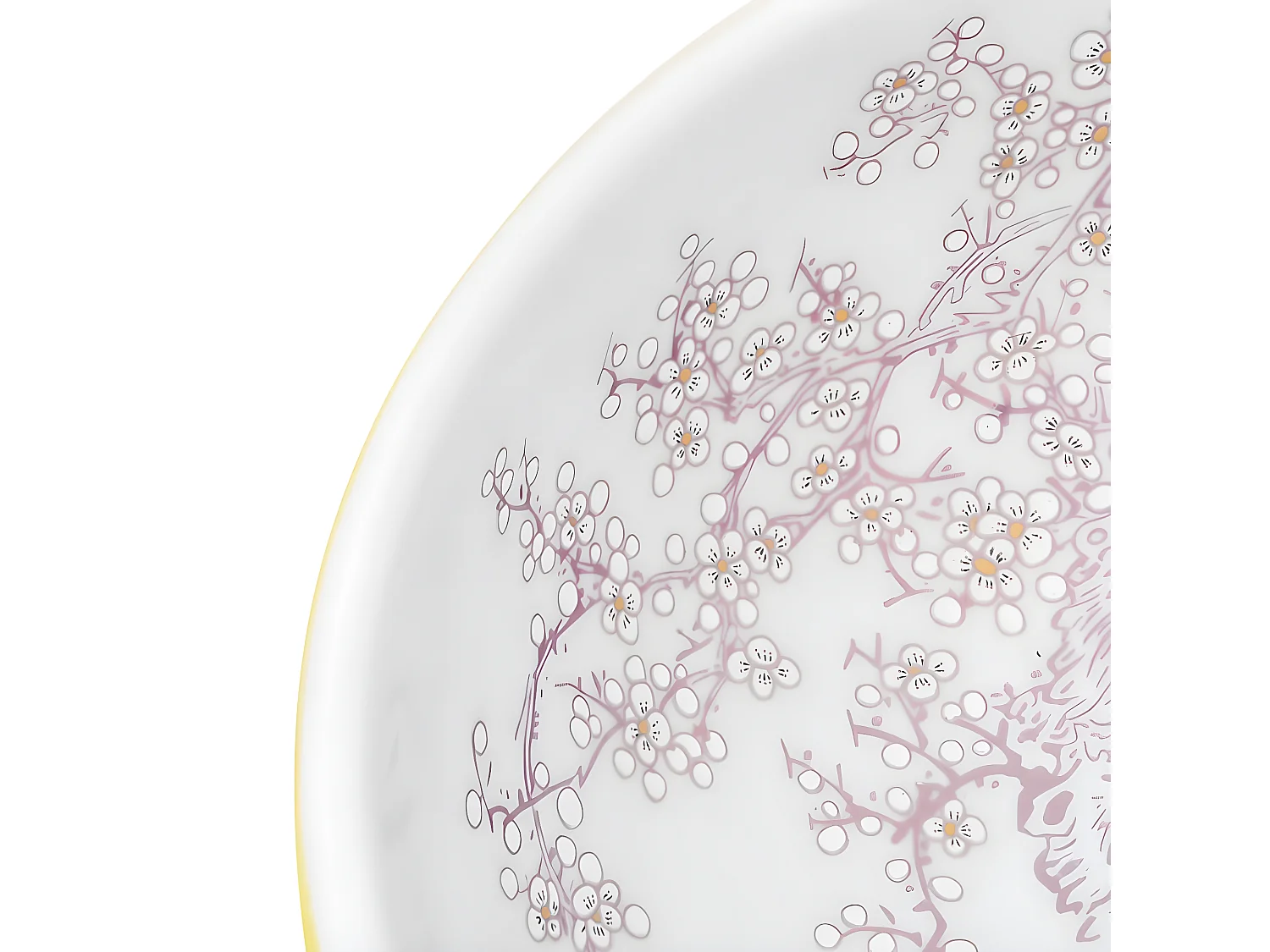 Vasque à poser blanc et jaune rond Φ41x14 cm céramique WVGQ6948