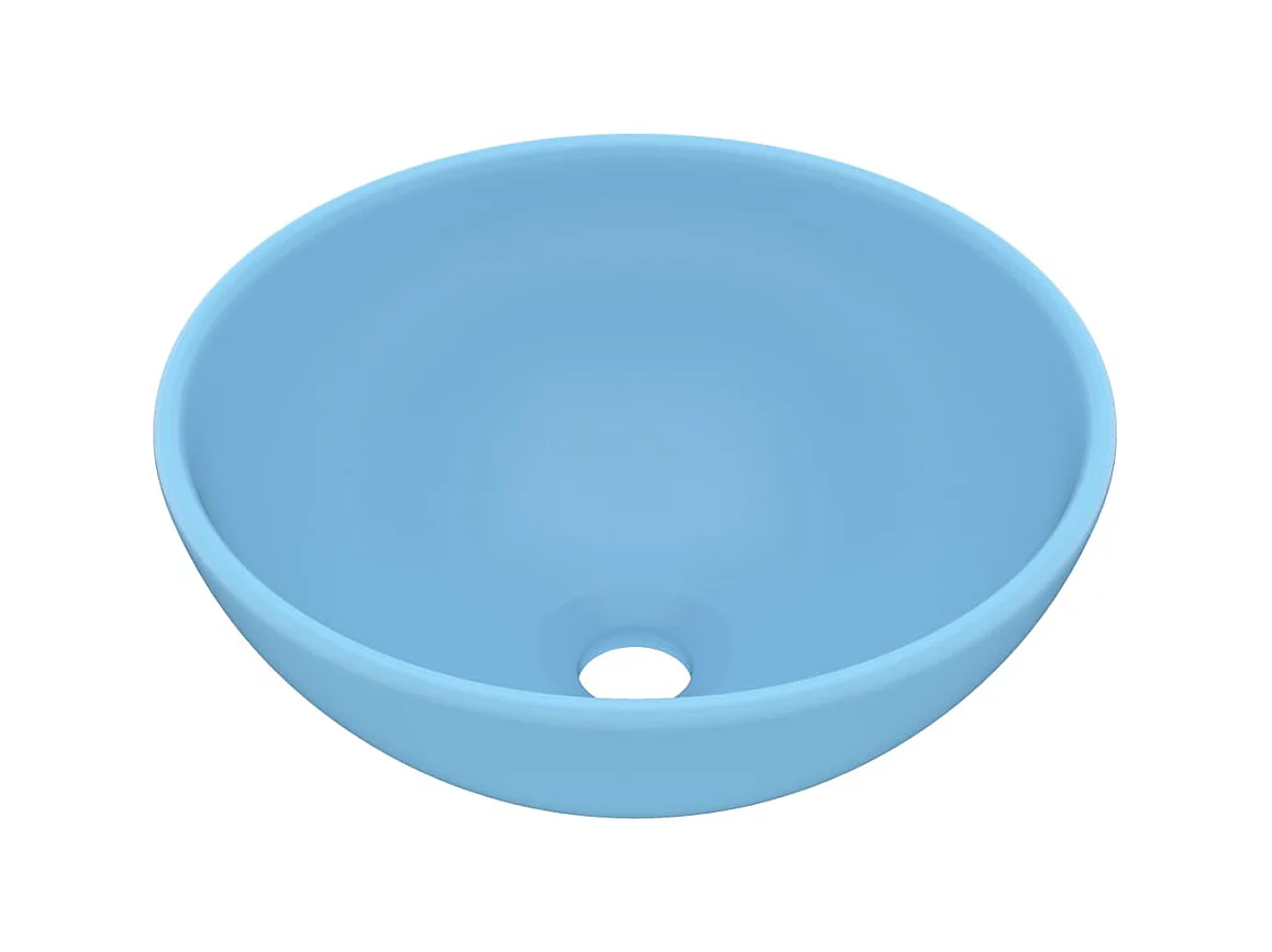 Lavatório WC luxuoso redondo 32,5x14cm cerâmica azul mate PT812107