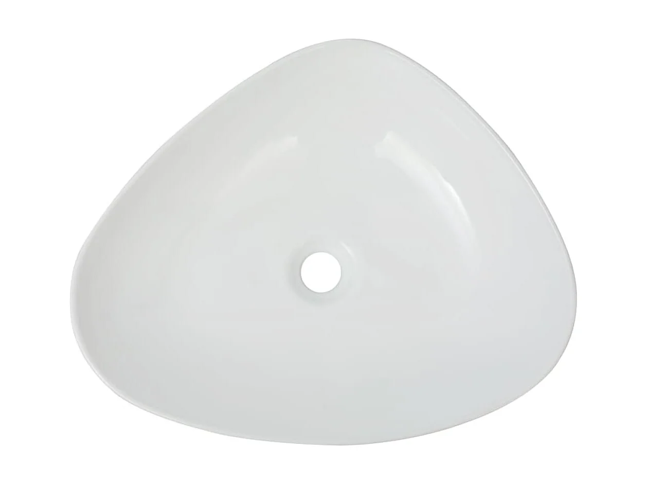 Lavatório triangular em cerâmica branco 50,5x41x12 cm PT363446