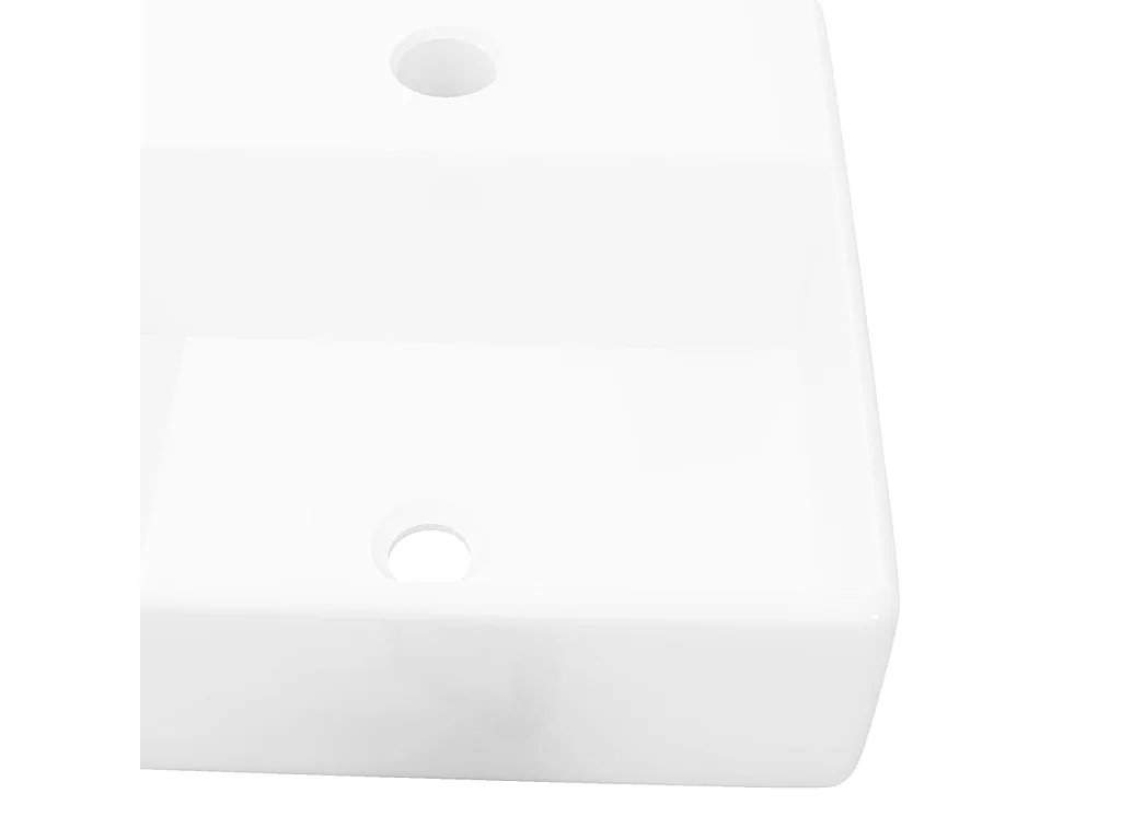 Lavabo de cerámica cuadrado orificio de grifo y desagüe blanco ES66644