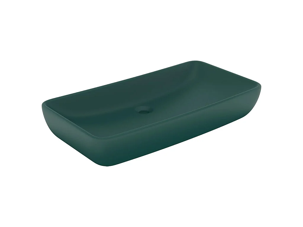 Vasque de luxe rectangulaire Vert foncé mat 71x38 cm Céramique WVGQ9196