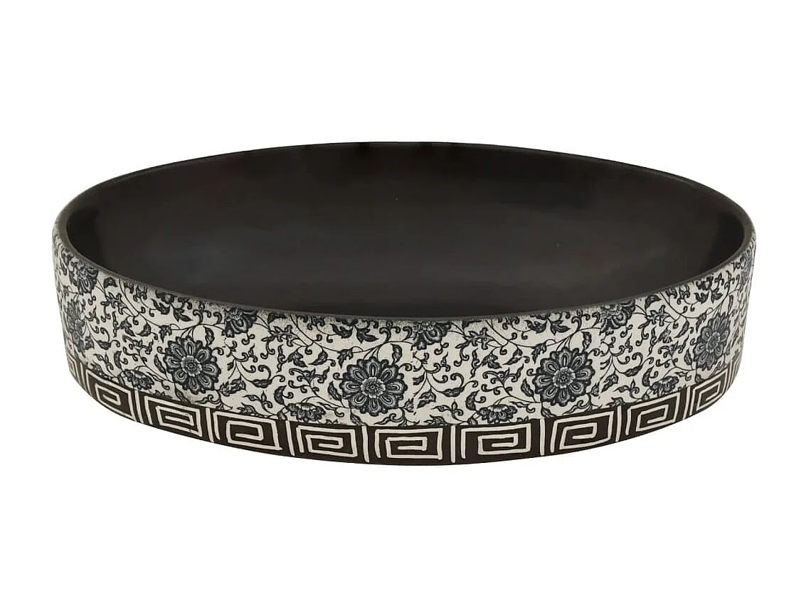 Lavatório de bancada oval 56,5x36,5x13,5 cm cerâmica preto/azul PT955391