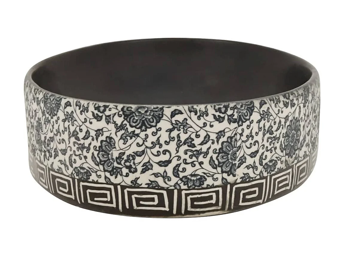 Lavatório de bancada oval 56,5x36,5x13,5 cm cerâmica preto/azul PT955391