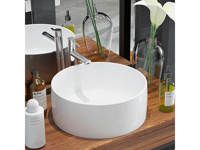 Vasque ronde Céramique Blanc 40 x 15 cm WVGQ8251