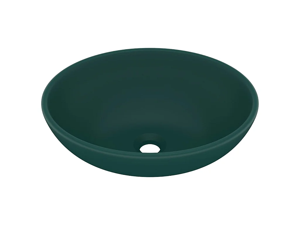 Lavatório luxuoso oval 40x33cm cerâmica verde-escuro mate PT322876
