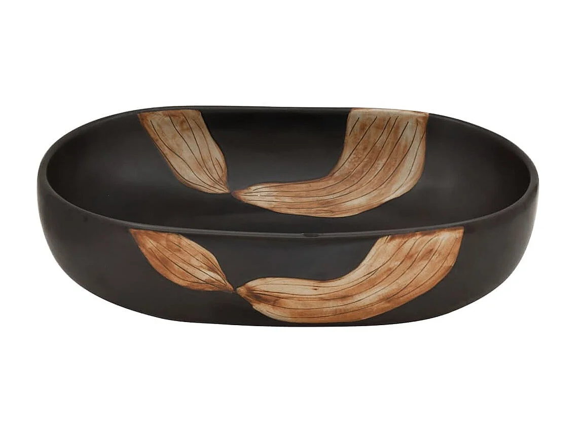 Vasque à poser noir ovale 59x40x14 cm céramique WVGQ7037