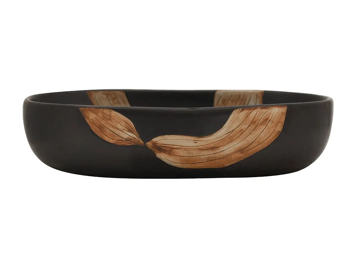 Lavabo sobre encimera ovalado cerámica negro 59x40x14 cm ES66315