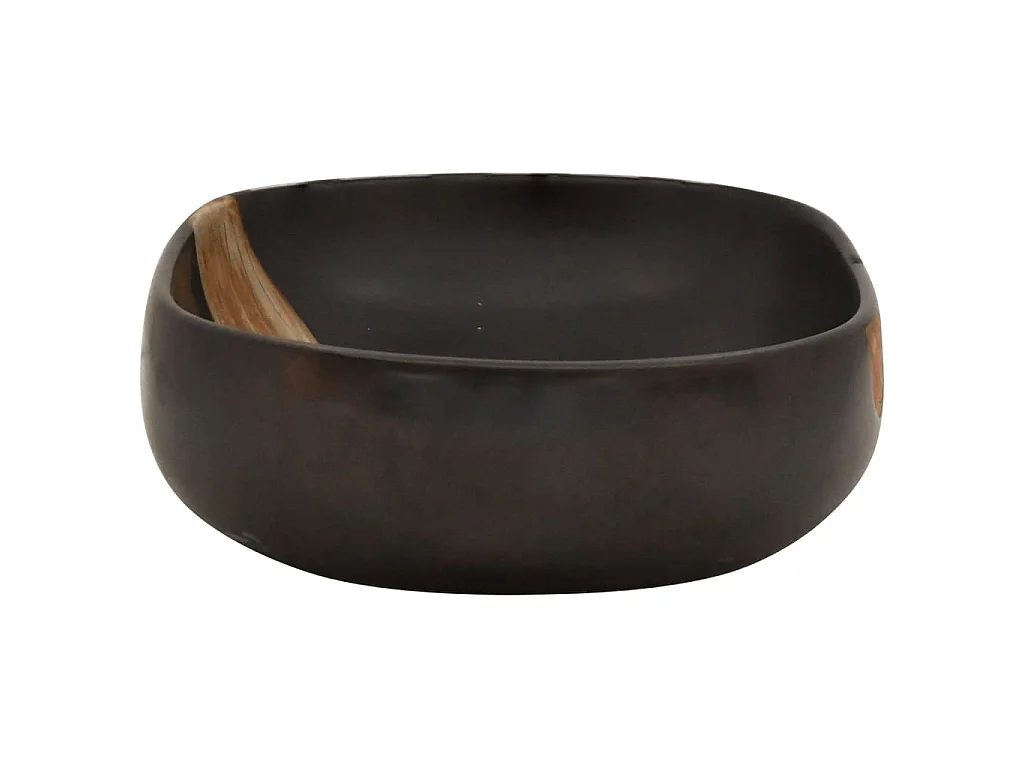 Lavatório de bancada oval 59x40x14 cm cerâmica preto PT311916