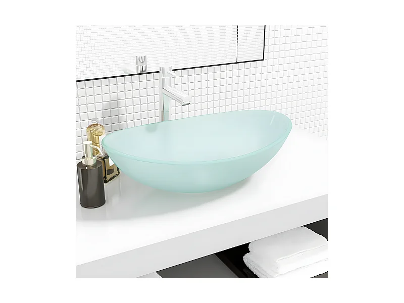 Lavabo de vidrio templado esmerilado 54,5x35x15,5 cm ES66233