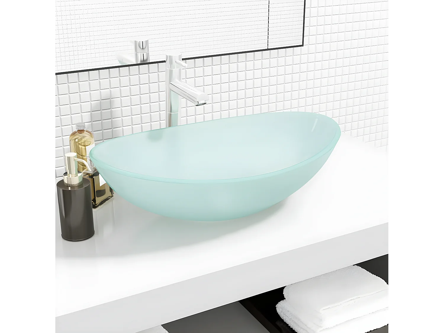 Lavabo de vidrio templado esmerilado 54,5x35x15,5 cm ES66233