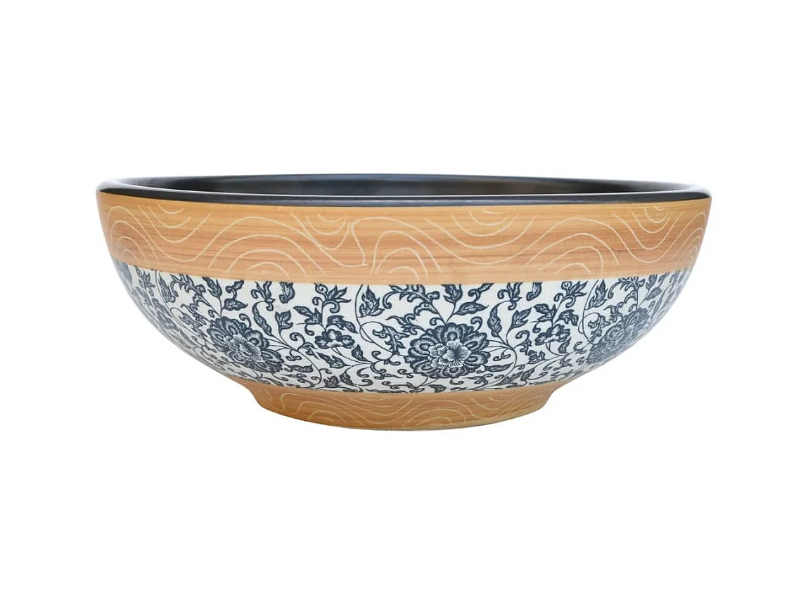 Lavabo sobre encimera redondo cerámica multicolor Φ41x14 cm ES66611