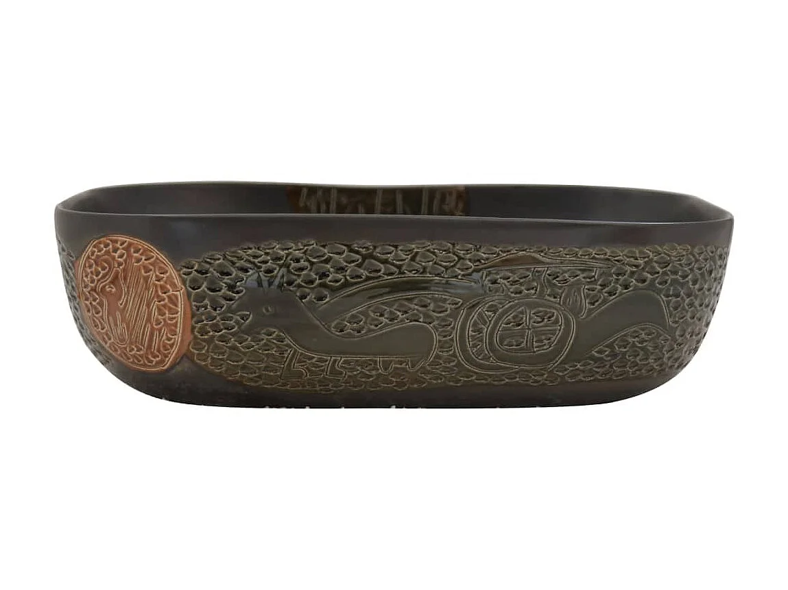 Vasque à poser noir rectangulaire 48x37,5x13,5 cm céramique WVGQ5721