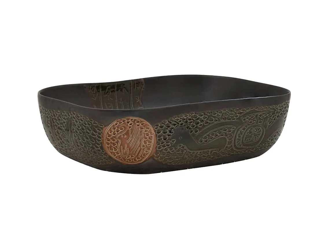 Vasque à poser noir rectangulaire 48x37,5x13,5 cm céramique WVGQ5721