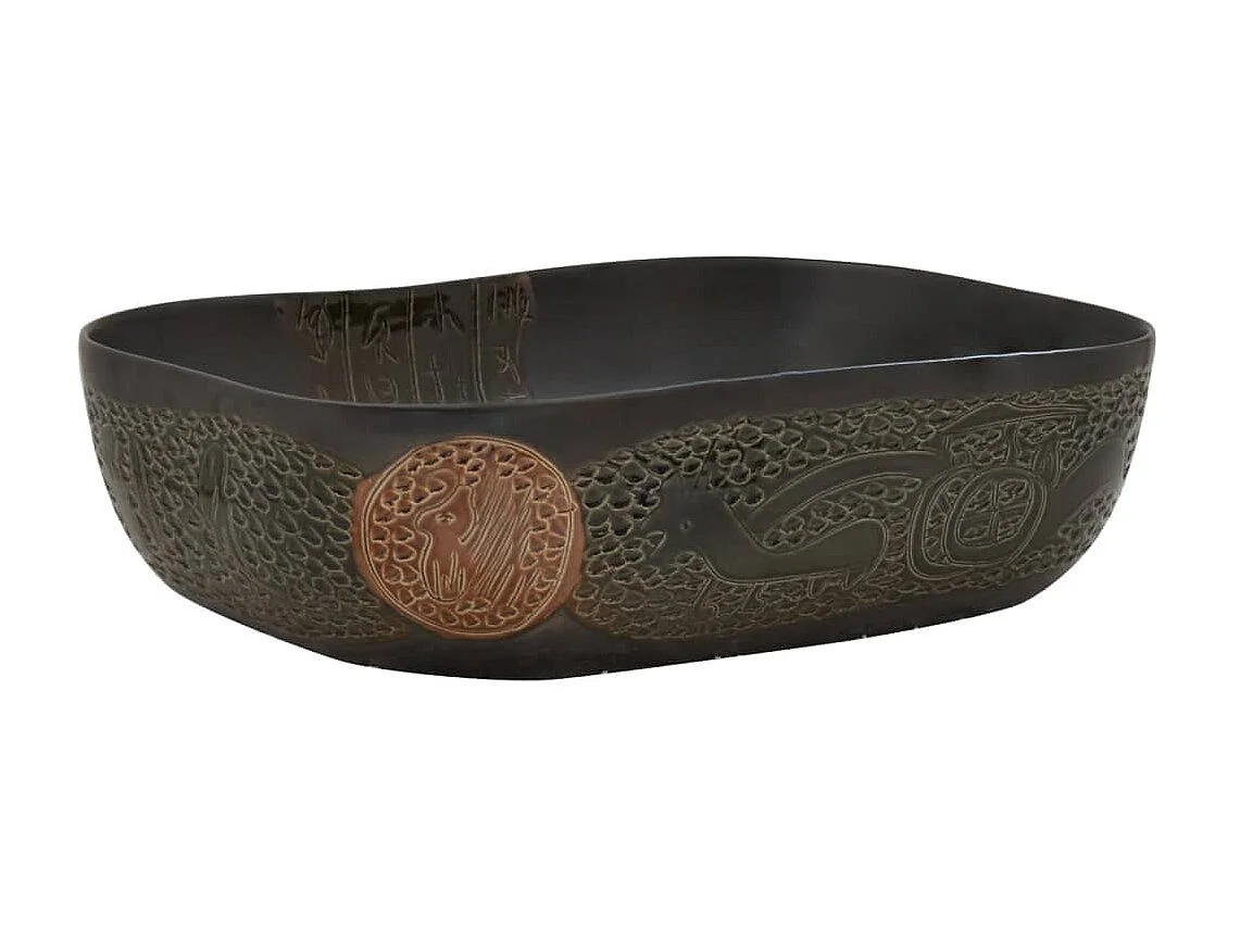 Vasque à poser noir rectangulaire 48x37,5x13,5 cm céramique WVGQ5721