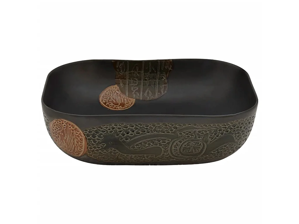 Vasque à poser noir rectangulaire 48x37,5x13,5 cm céramique WVGQ5721