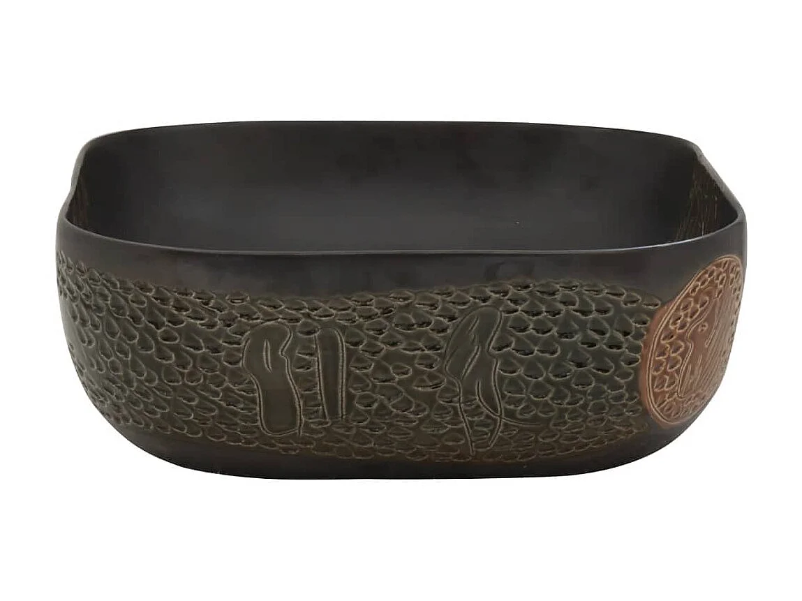 Vasque à poser noir rectangulaire 48x37,5x13,5 cm céramique WVGQ5721